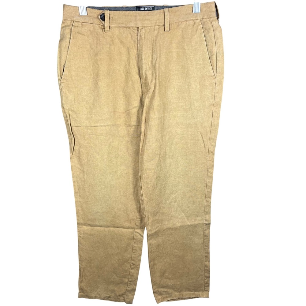 Todd Snyder 100% Linen Trousers Mens 29 Tan Straight Leg Summer Chinos